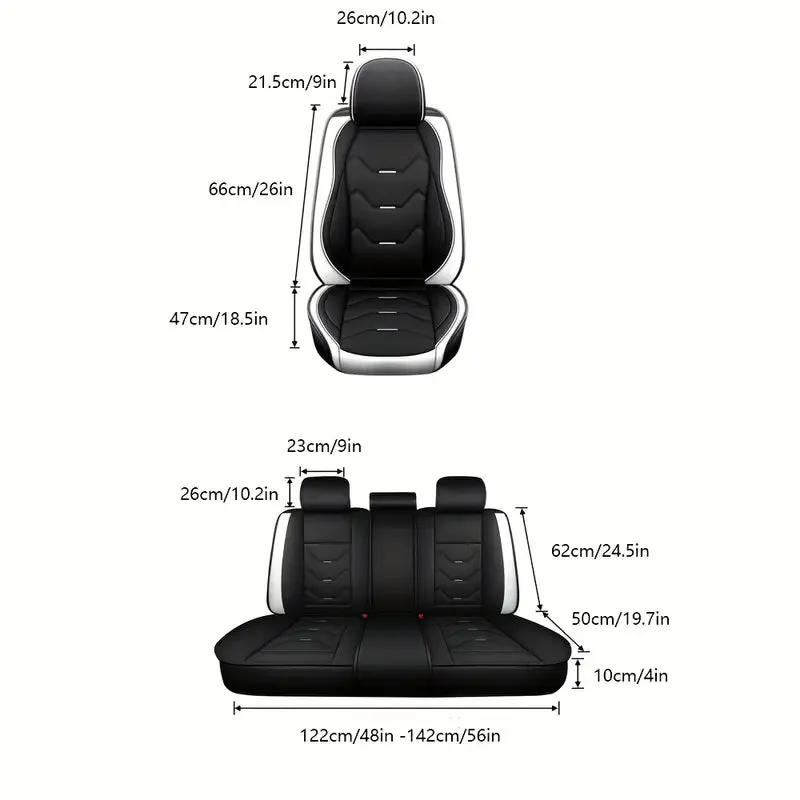 5-Seat Premium Faux Leather Car Seat Cover - 360° Full Coverage