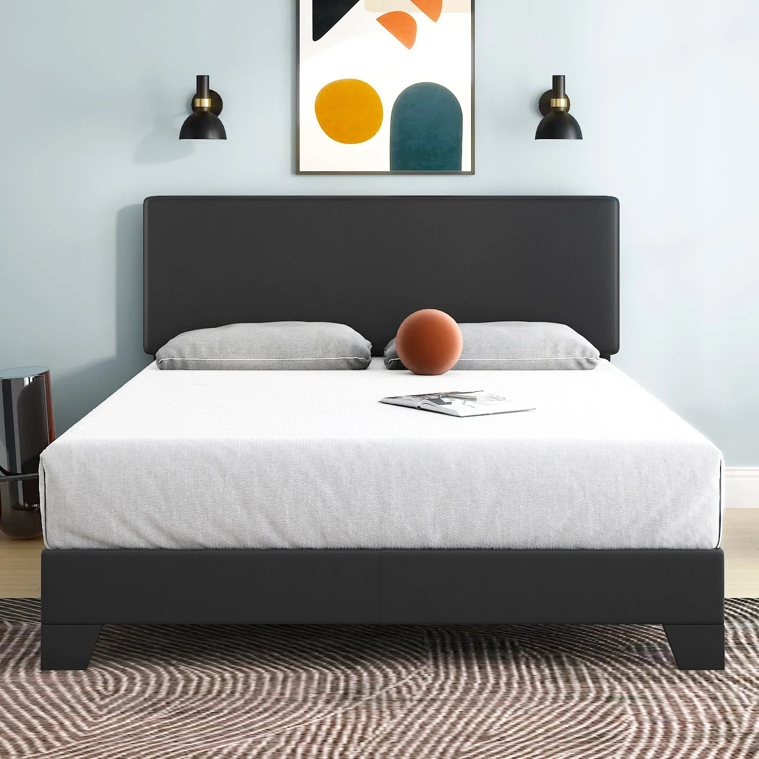 Bed Frame with Adjustable Headboard