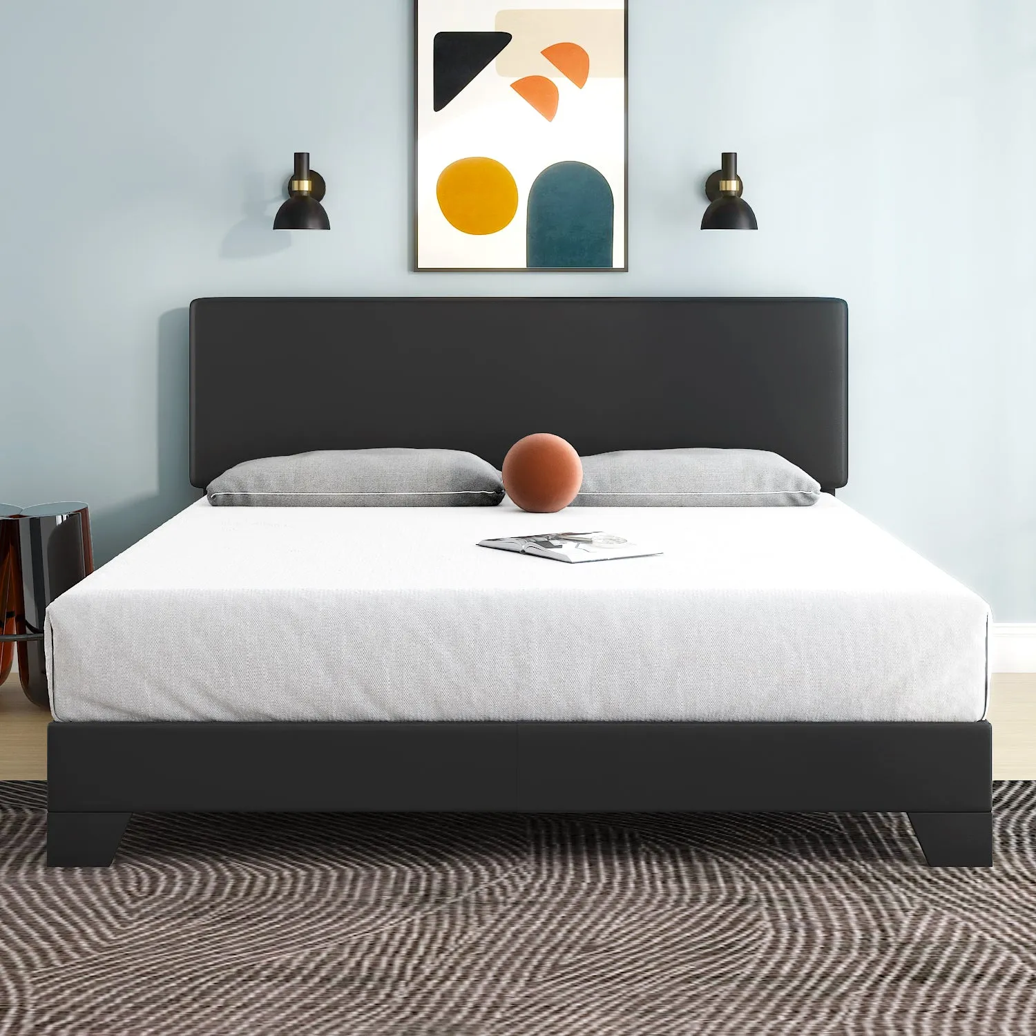 Bed Frame with Adjustable Headboard