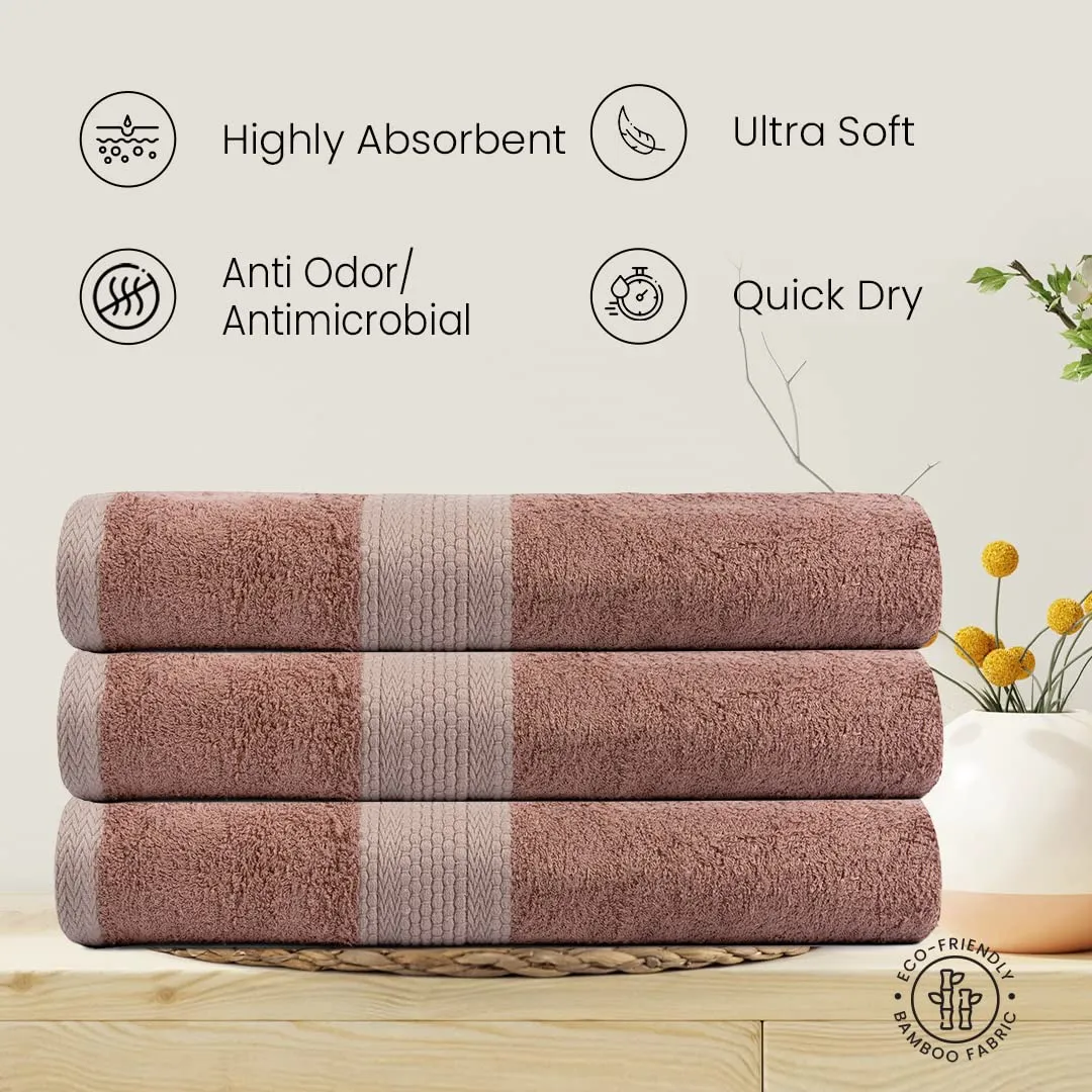 BePlush Bamboo Towels for Bath Size | Ultra Soft, Highly Absorbent, Quick Dry, Anti Bacterial Bamboo Bath Towel for Men & Women || 450 GSM, 27 x 55 Inches (2, Rust & Sky Blue)