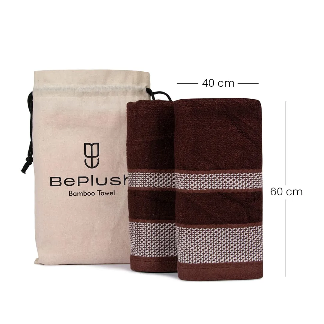 BePlush Zero Twist Bamboo Hand Towels : Ultra Soft, Highly Absorbent, Quick Dry, Anti Bacterial Napkins for Hand Towel || 450 GSM, 40 X 60 cms (6, Dark Brown)