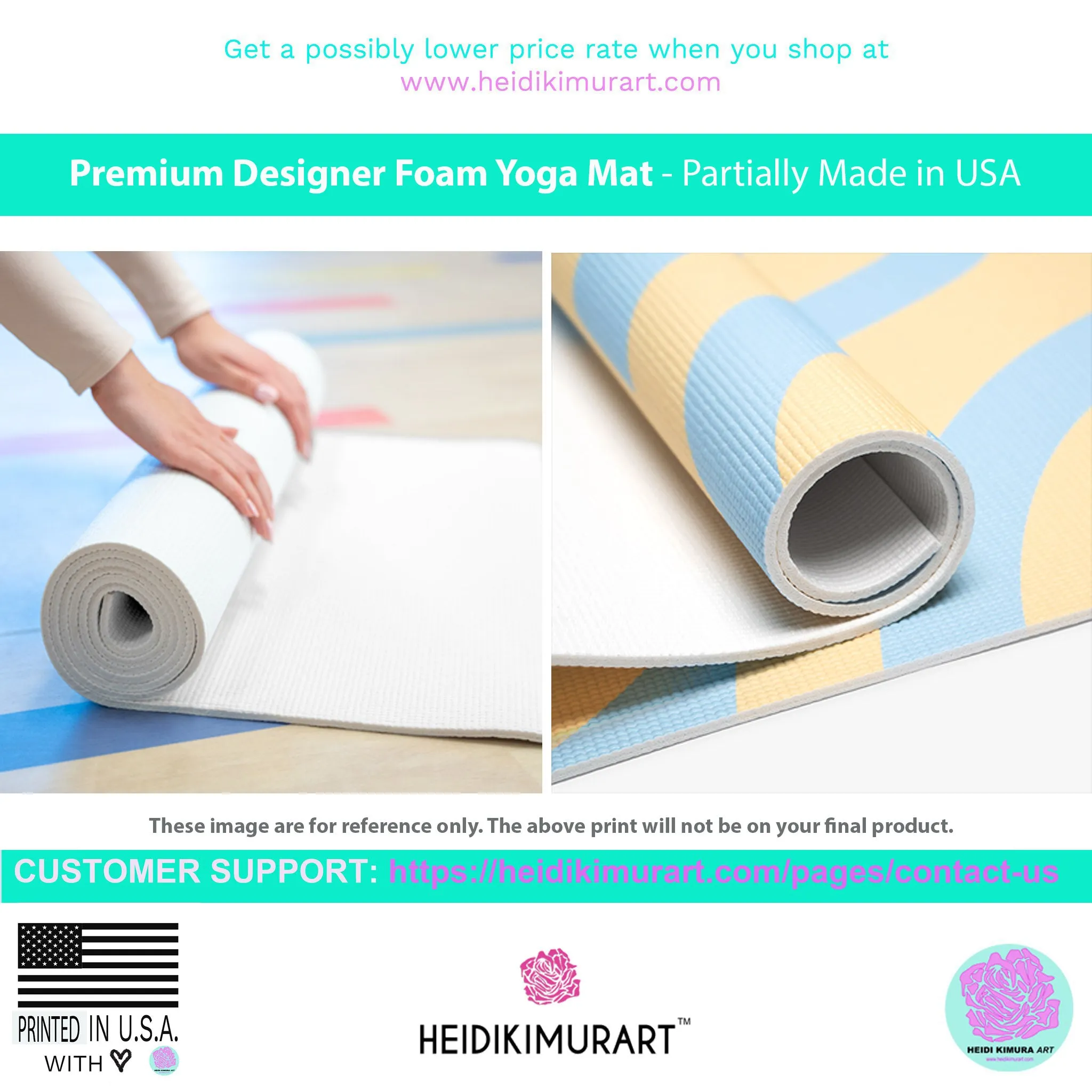 Black Stripe Foam Yoga Mat, Modern White and Black Stripes Lightweight 0.25" thick Mat - Printed in USA (Size: 24″x72")