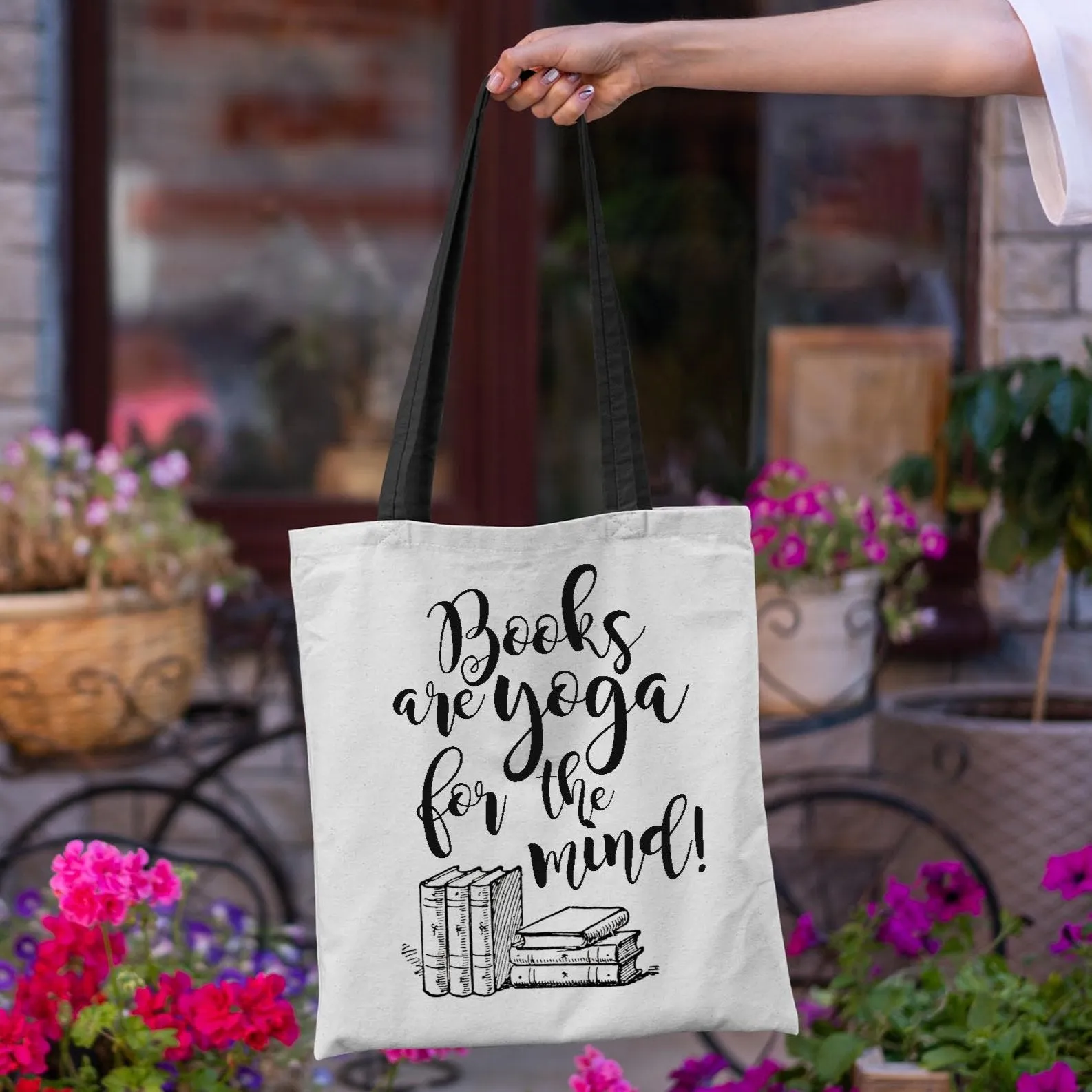 Books are yoga for the mind Cotton Canvas Book Bag