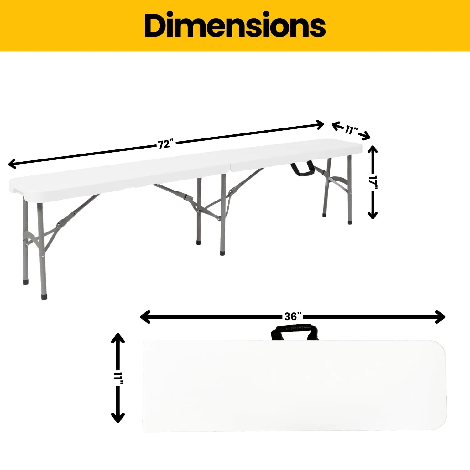 BTExpert 6 feet Plastic Folding Bench Indoor Outdoor Portable Picnic Party Garden Dining Seat Camping Soccer Multipurpose Activities w/Handle UV Waterproof Steel Frame Stackable Fold-in-Half Set of 5