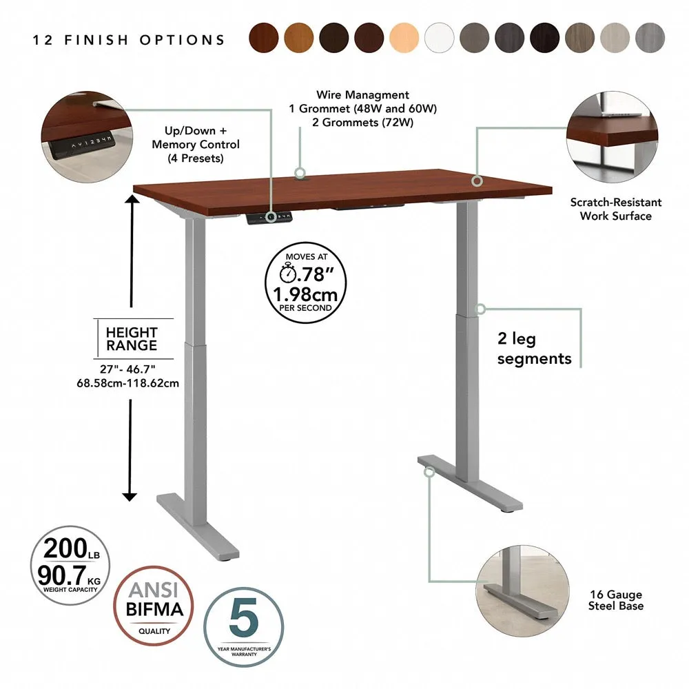 Bush Business Furniture 60W x 30D Height-Adjustable Standing Desk, Credenza and Storage