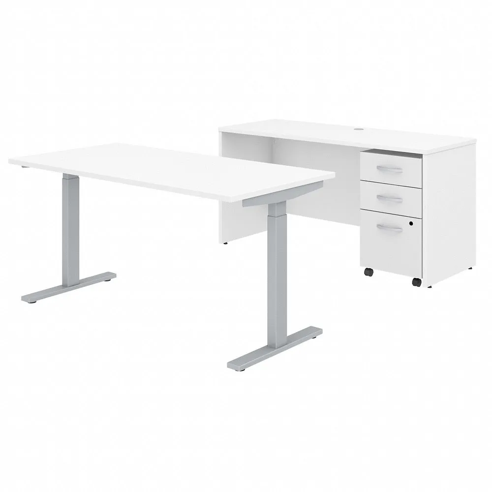 Bush Business Furniture 60W x 30D Height-Adjustable Standing Desk, Credenza and Storage