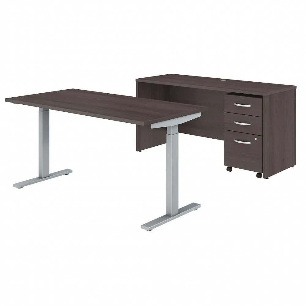 Bush Business Furniture 60W x 30D Height-Adjustable Standing Desk, Credenza and Storage