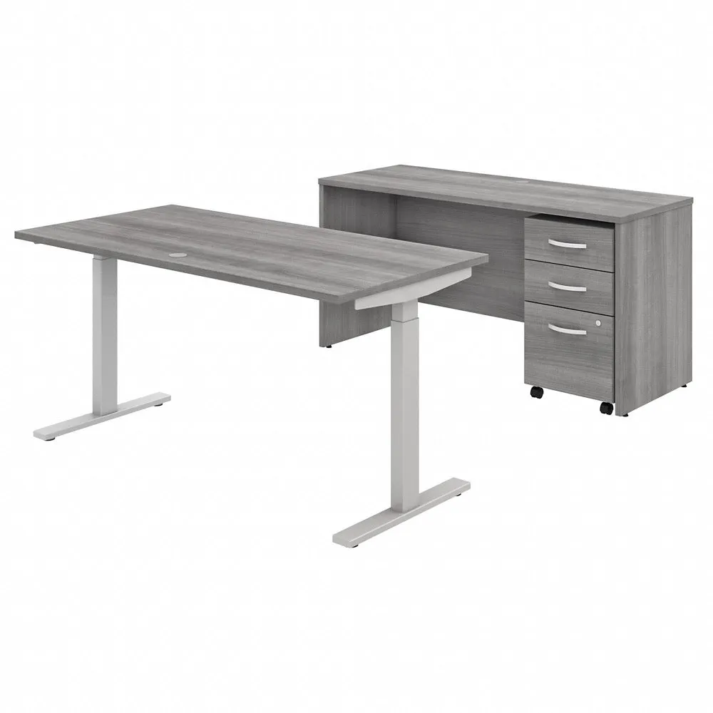 Bush Business Furniture 60W x 30D Height-Adjustable Standing Desk, Credenza and Storage