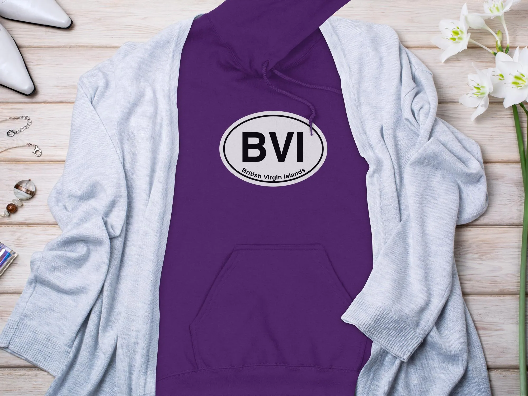 BVI Mens Hoodie - Explore Island Serenity in Comfortable Style