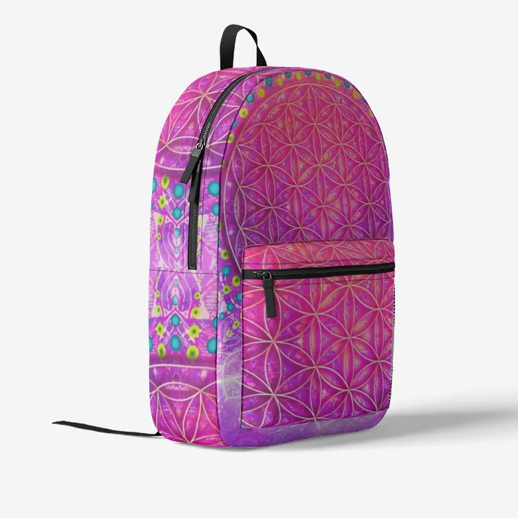 Cameron Gray | Flower of Life | Retro Colorful Print Trendy Backpack