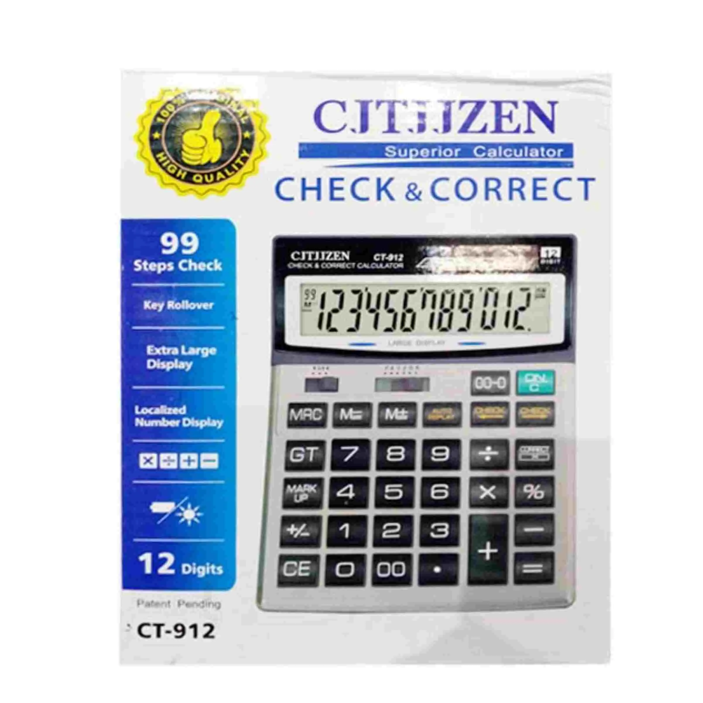 China Citizen Basic Calculator 12 Digits CT912