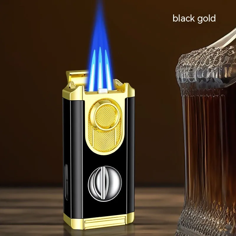 Cigar Lighter With Transom Three Torch Lighter