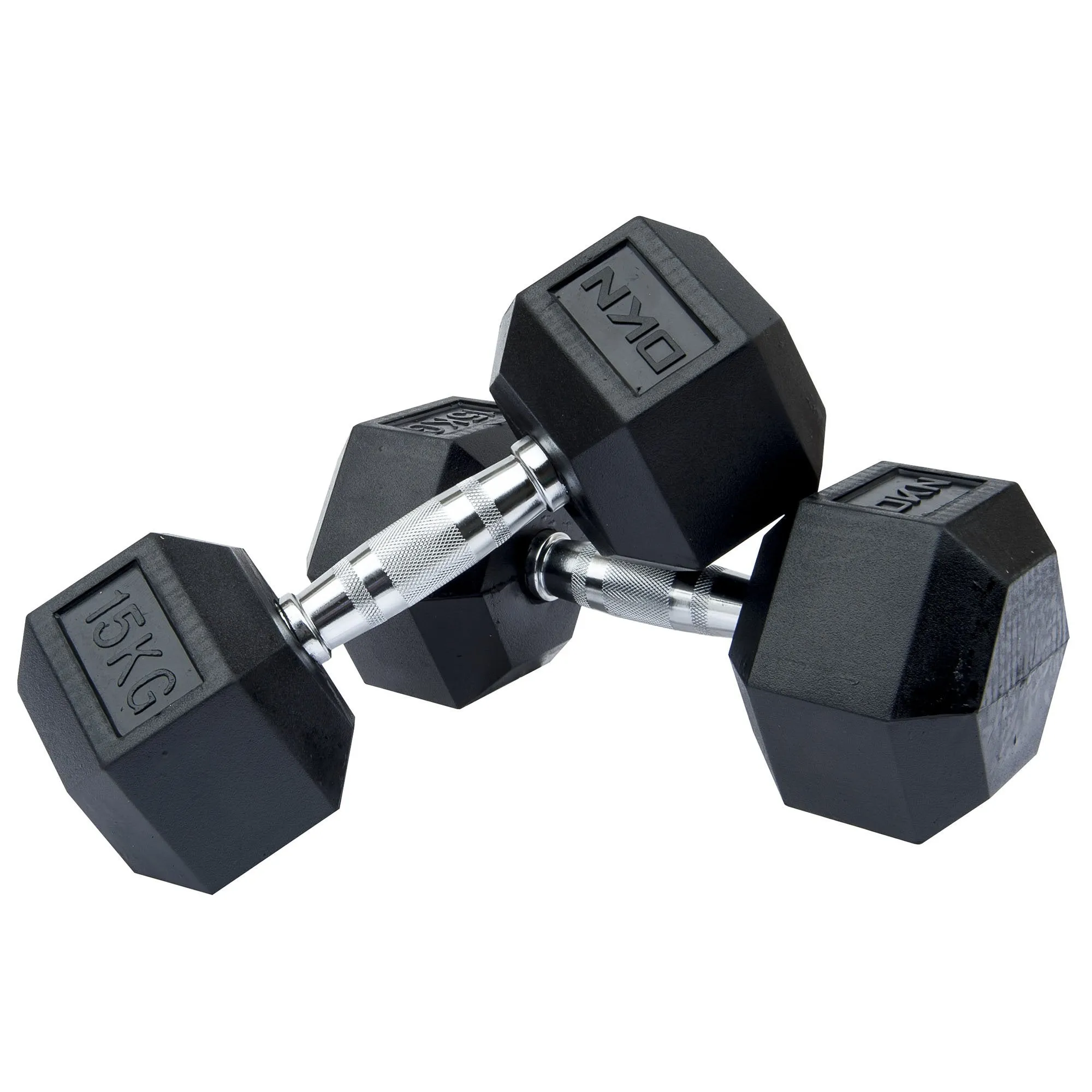 DKN 10kg to 30kg Rubber Hex Dumbbell Set - 5 Pairs