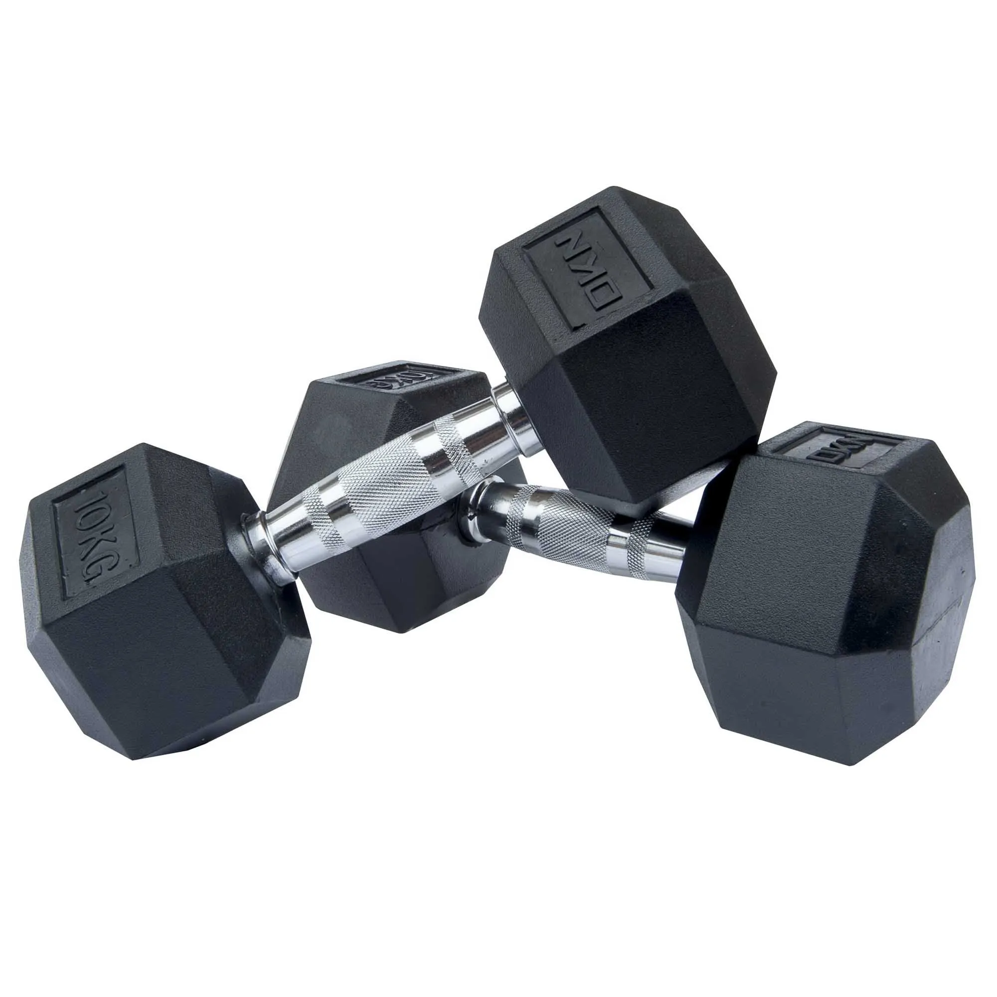 DKN 10kg to 30kg Rubber Hex Dumbbell Set - 5 Pairs