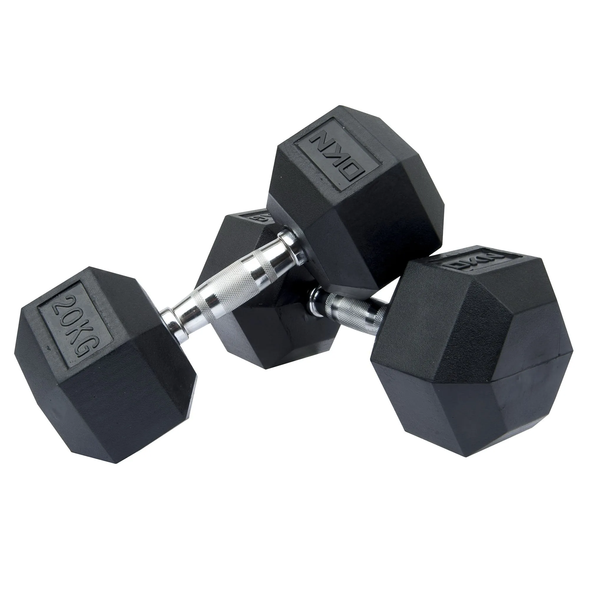 DKN 10kg to 30kg Rubber Hex Dumbbell Set - 5 Pairs