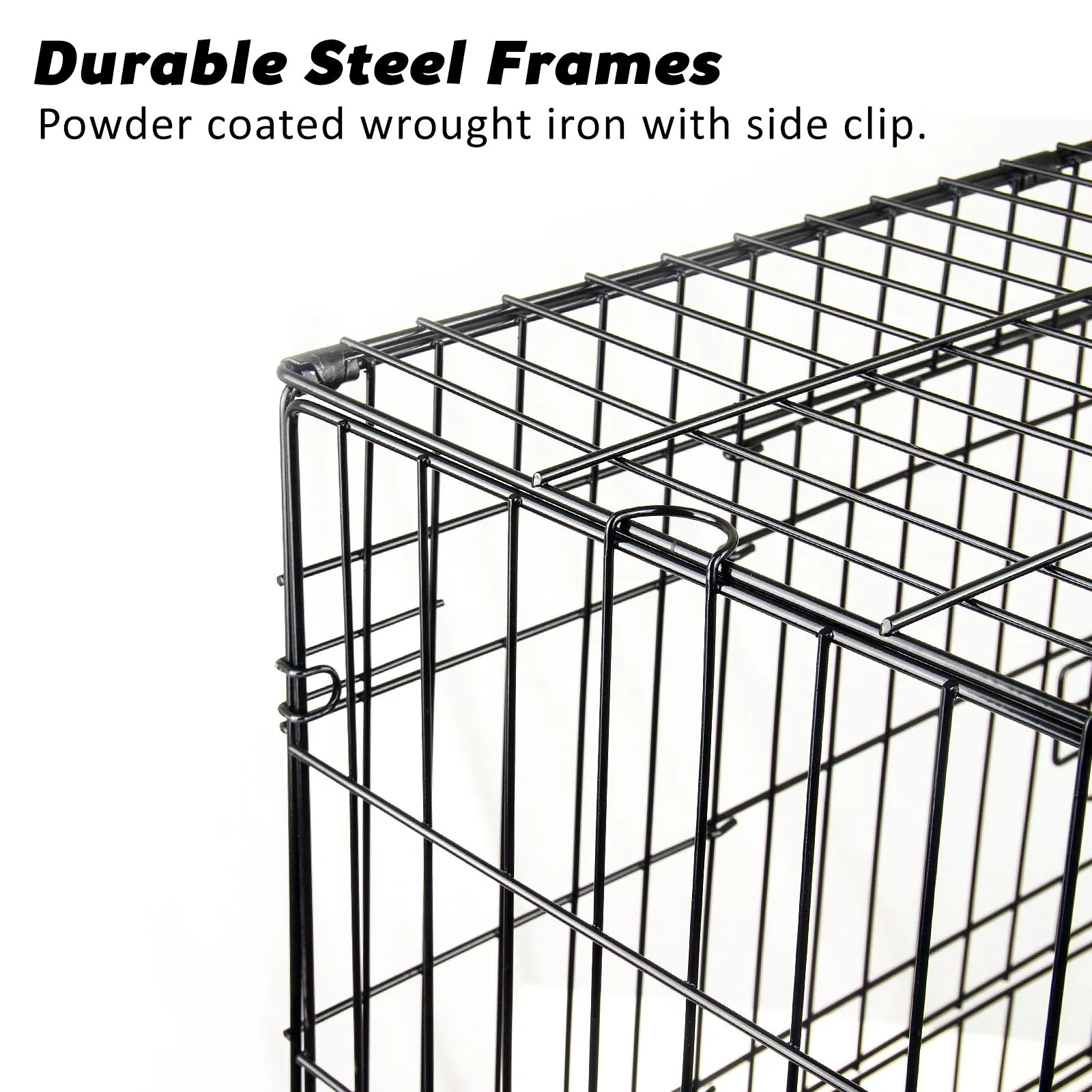 Durable Folding Dog Crate, Double Door, Tray   Mat - Paw Mate