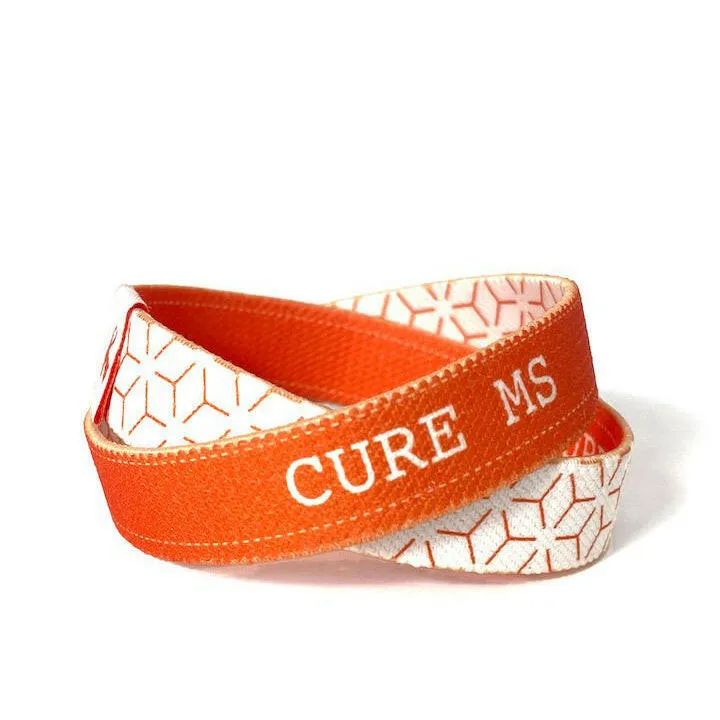 Eco Elastic Cure MS Orange Fabric Wristband - 8" Adult