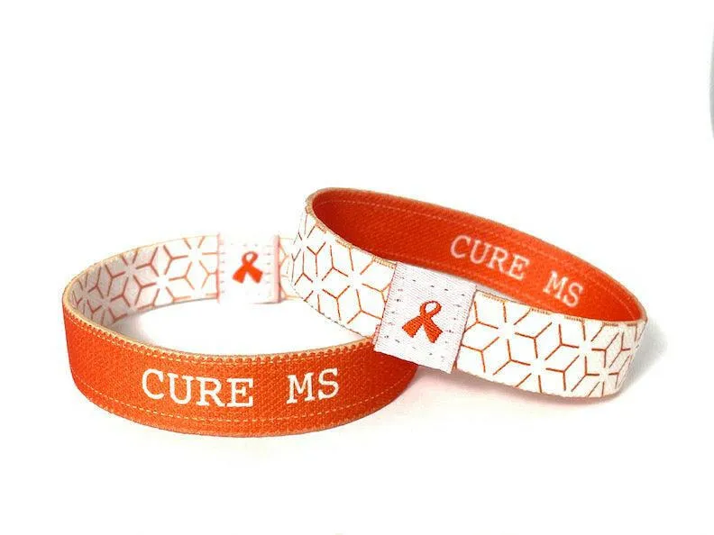 Eco Elastic Cure MS Orange Fabric Wristband - 8" Adult