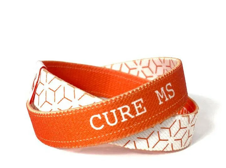 Eco Elastic Cure MS Orange Fabric Wristband - 8" Adult