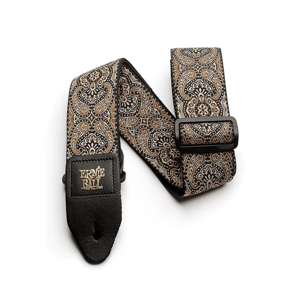 Ernie Ball E4163 Jacquard Strap - Gold & Black Paisley | Guitar Straps | P04163