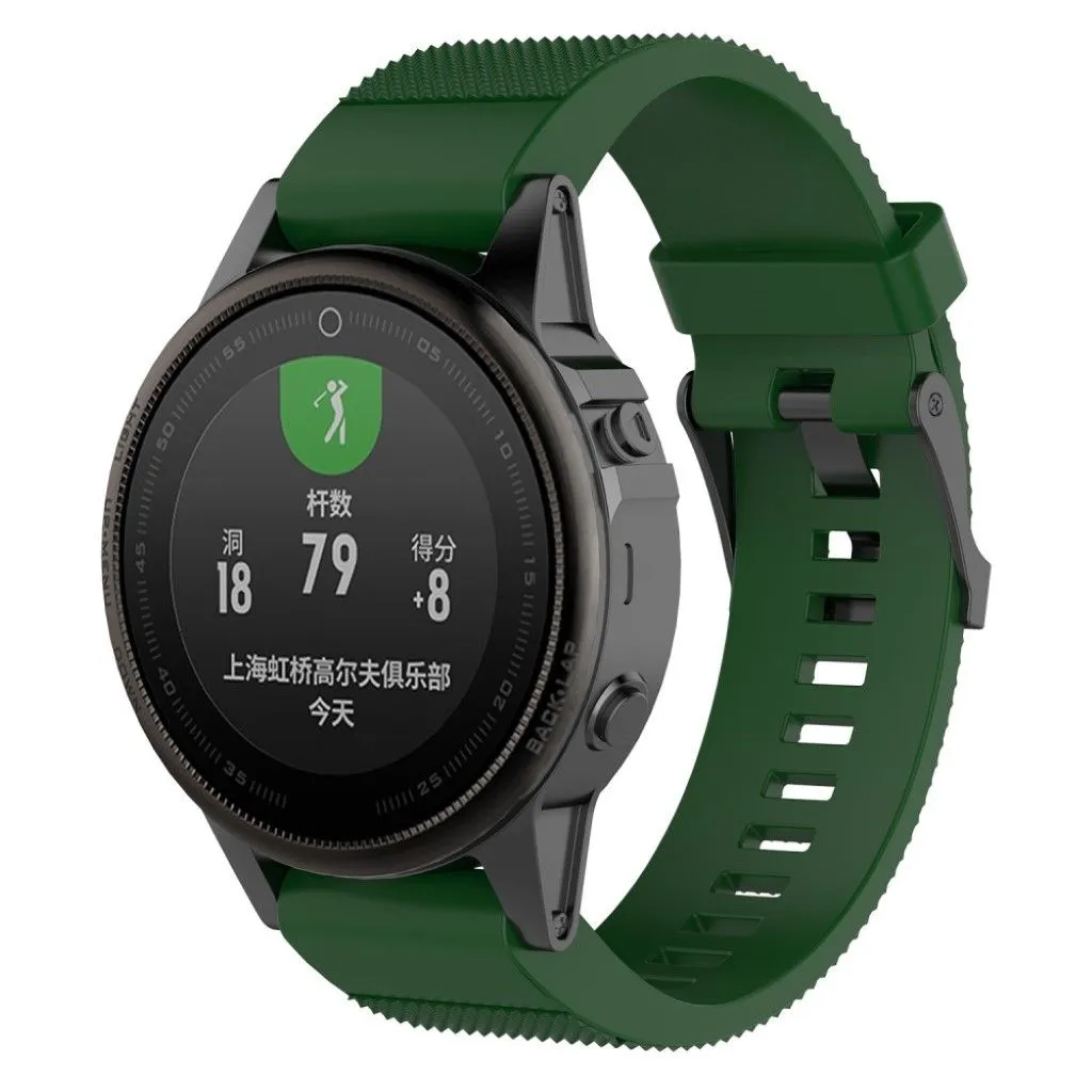 Garmin Fenix 5S textured silicone watch strap band - Army Green