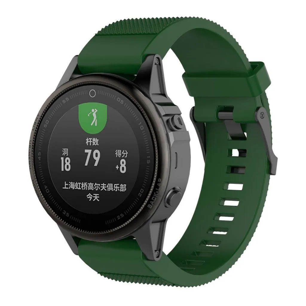 Garmin Fenix 5S textured silicone watch strap band - Army Green