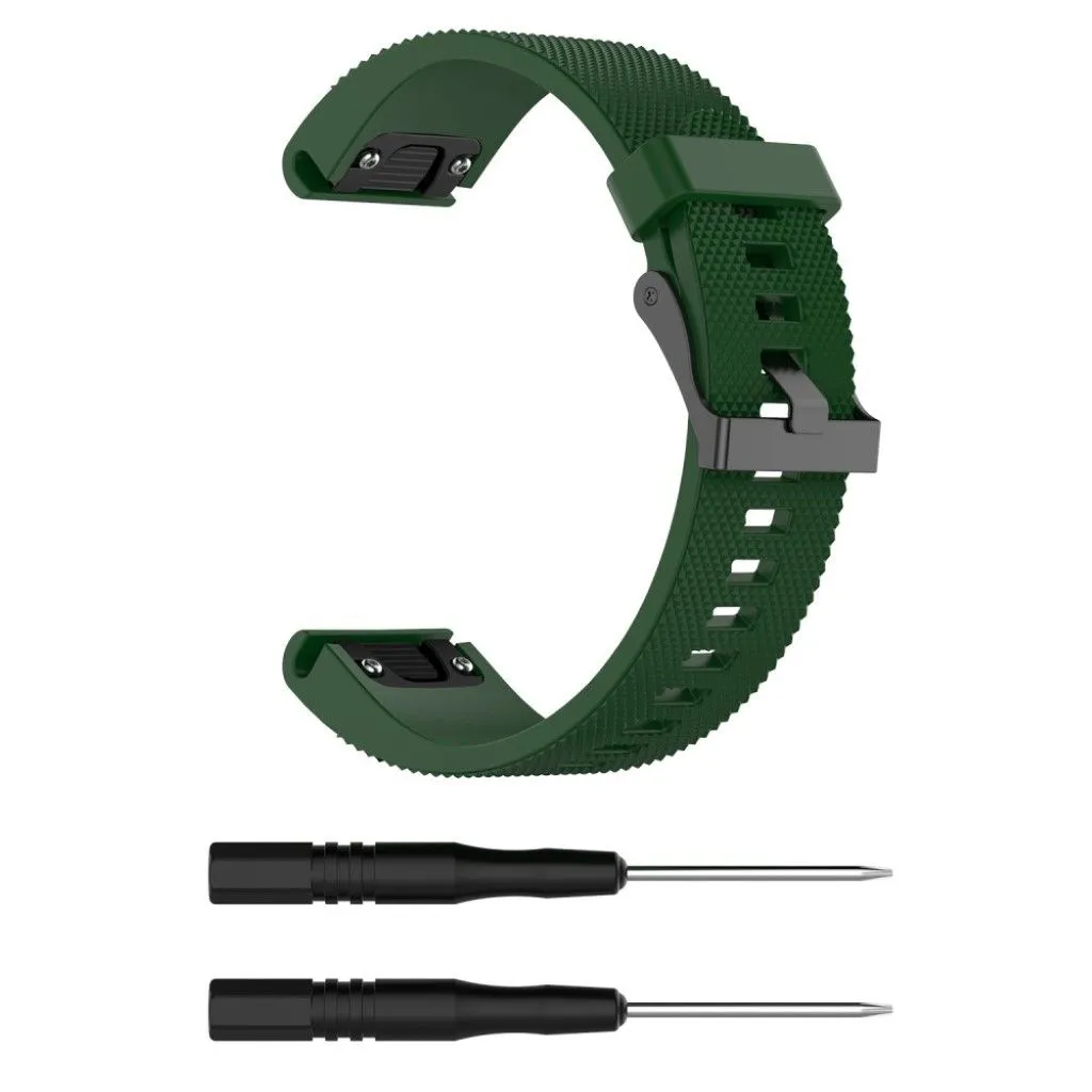 Garmin Fenix 5S textured silicone watch strap band - Army Green