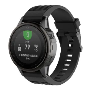 Garmin Fenix 5S textured silicone watch strap band - Black