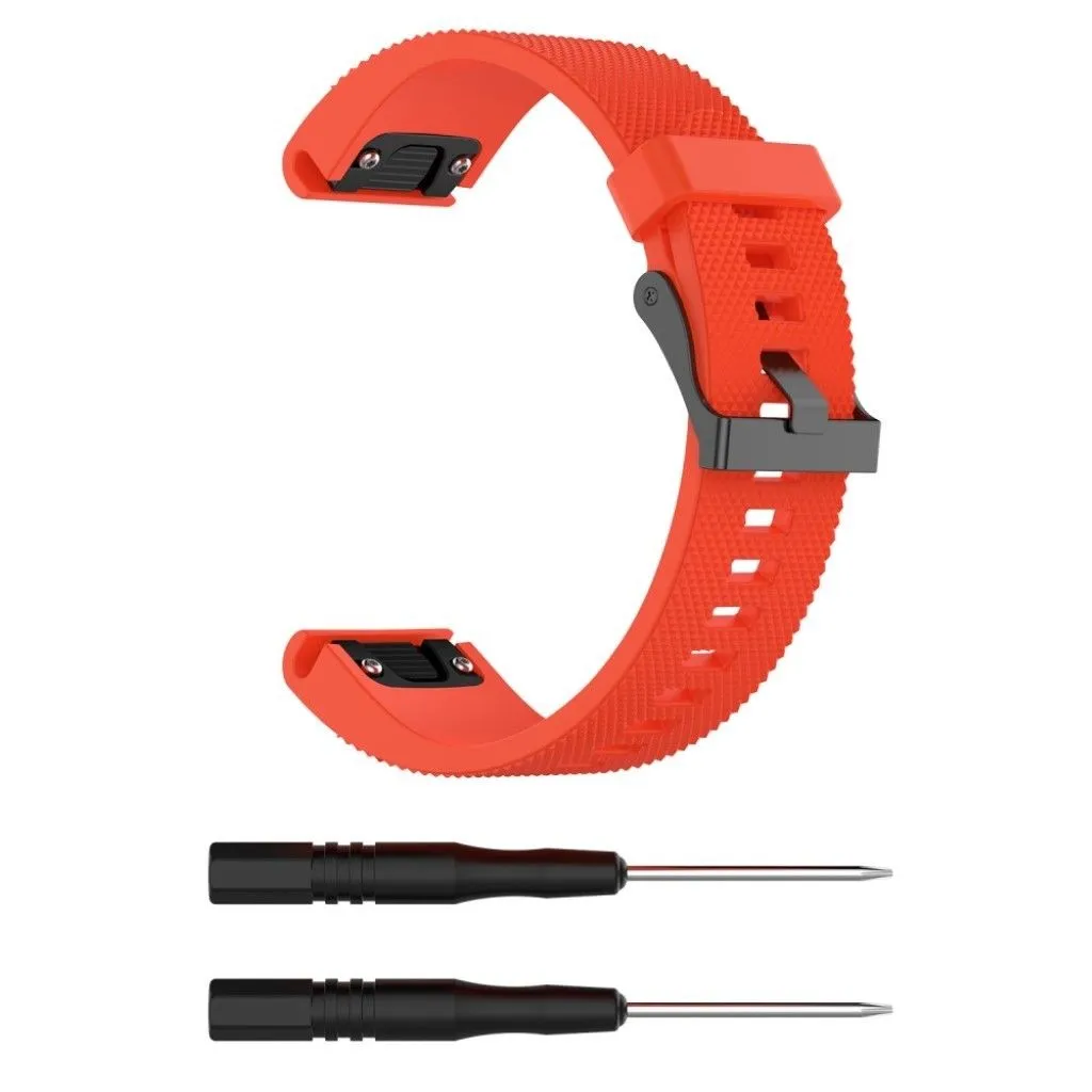 Garmin Fenix 5S textured silicone watch strap band - Red