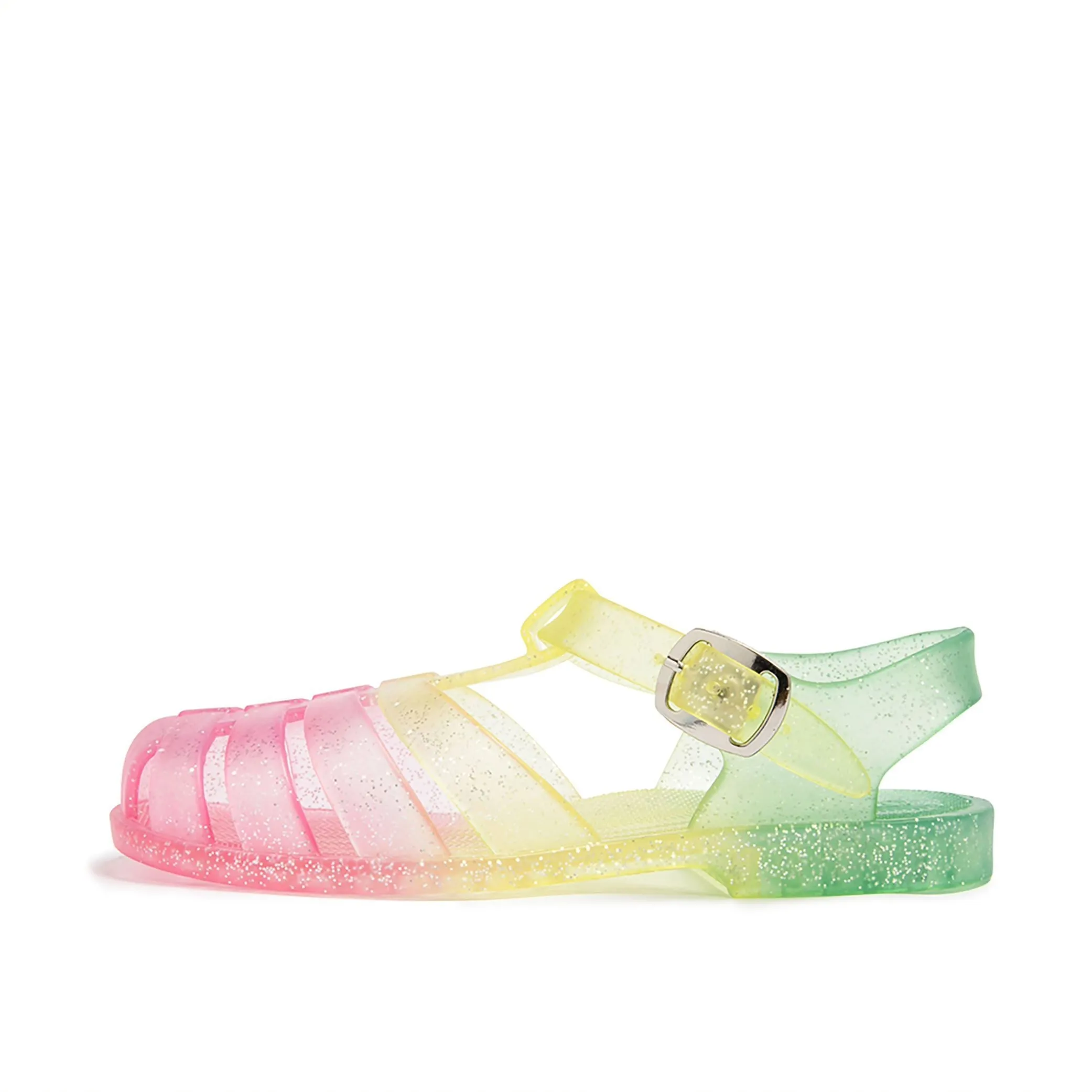 Girls Jelly Sandals in Rainbow Glitter - Right Above