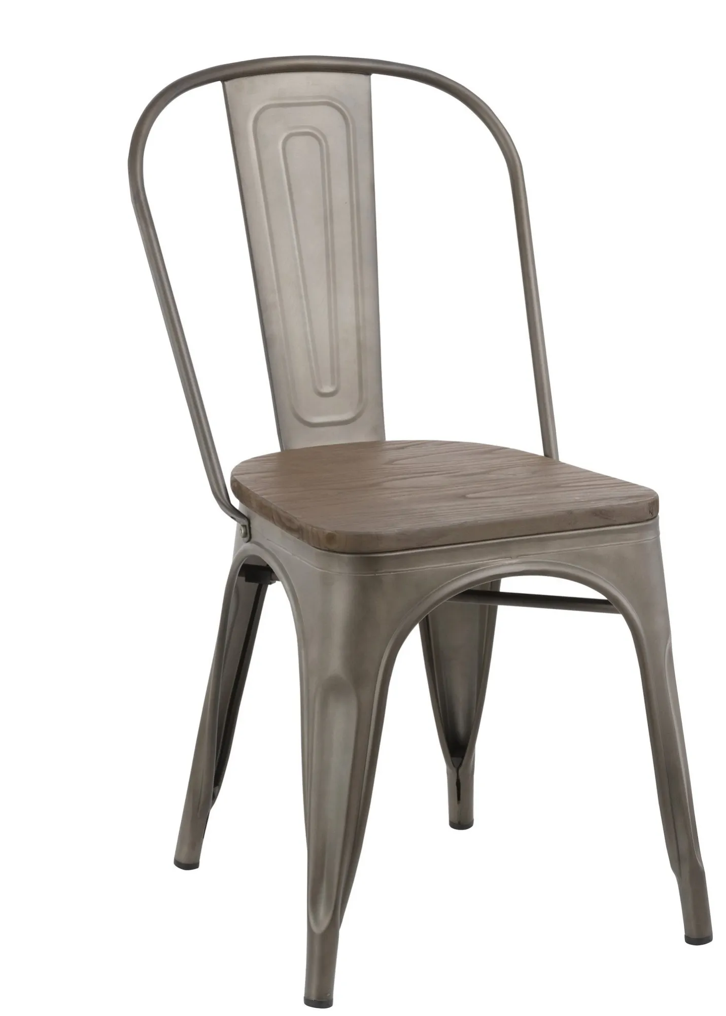 Industrial wood Metal Antique Bronze Rustic Distress Dining Bistro Side Chair-4