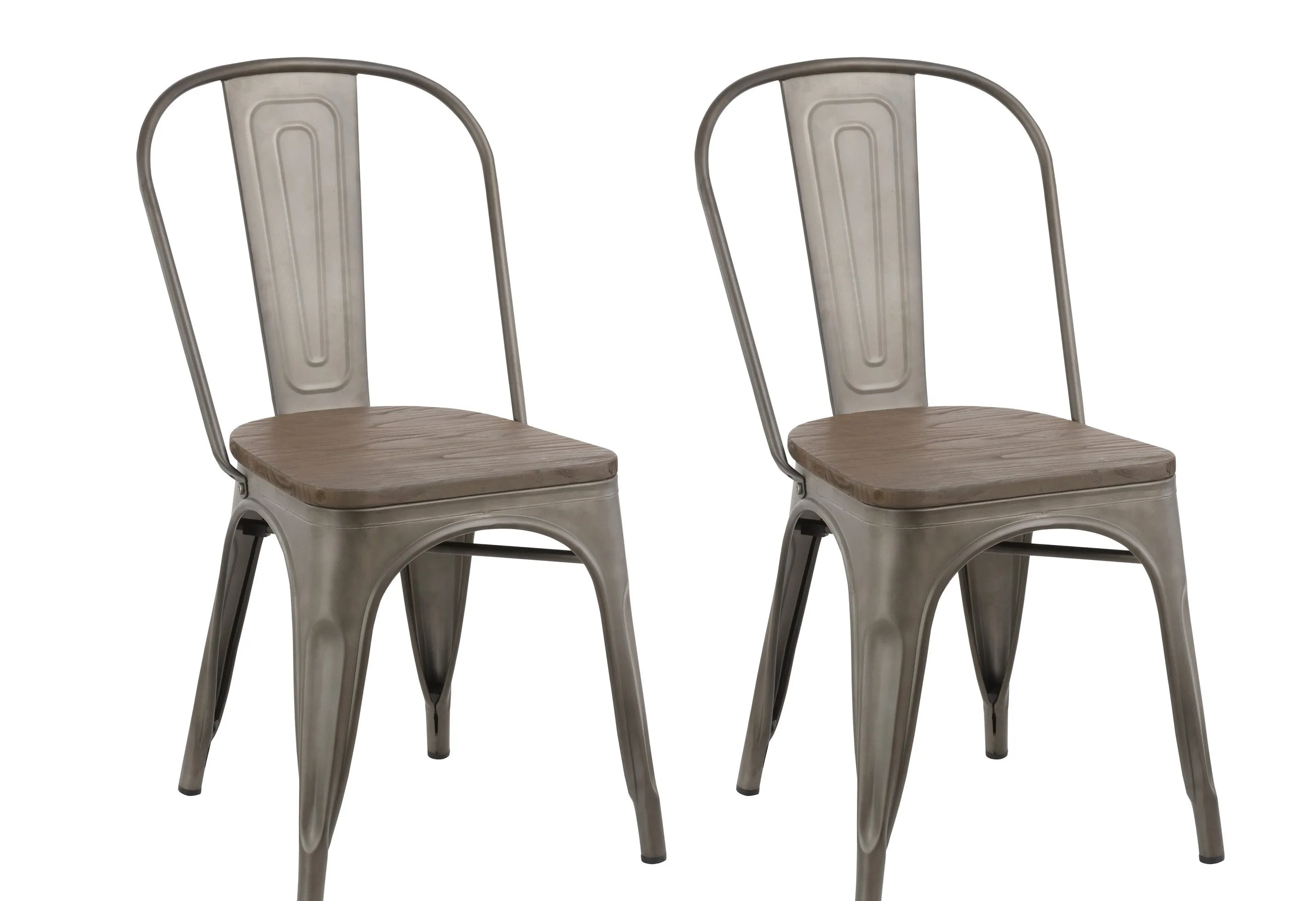 Industrial wood Metal Antique Bronze Rustic Distress Dining Bistro Side Chair-4