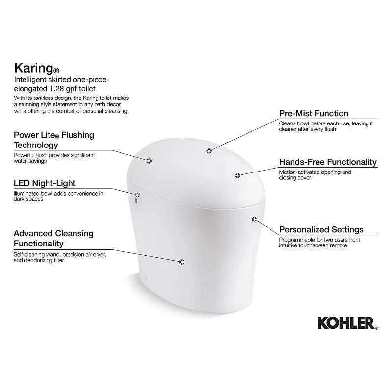 Karing Elongated 1.08 gpf One-Piece Toilet in White