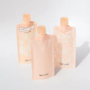 KITSCH - Refillable Travel Pouches 3pc Set - Blush