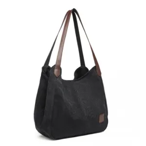 Kono Canvas Shoulder Tote Bag - Premium Quality & Spacious Design in Black