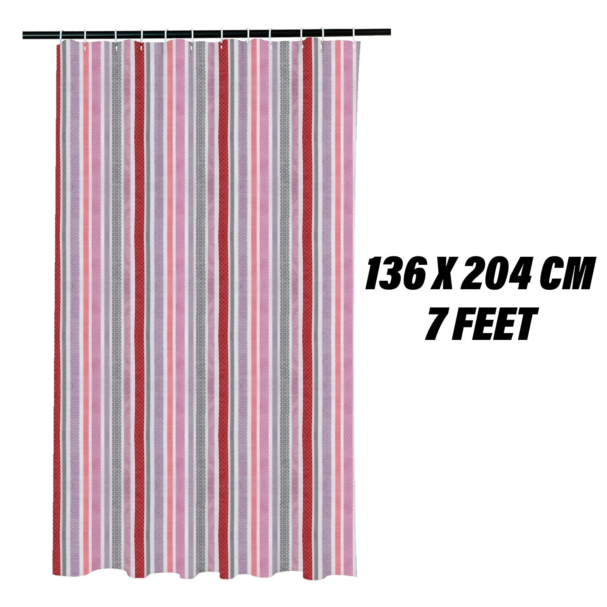 Kuber industries AC Curtain | PVC Door Window Curtain | Curtains for Door | Lining Curtain for Bathroom | Window Blackout Curtain | Shower Curtain with 8 Rings | 7 Feet | Red & Black