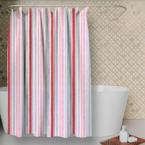 Kuber industries AC Curtain | PVC Door Window Curtain | Curtains for Door | Lining Curtain for Bathroom | Window Blackout Curtain | Shower Curtain with 8 Rings | 7 Feet | Red & Black