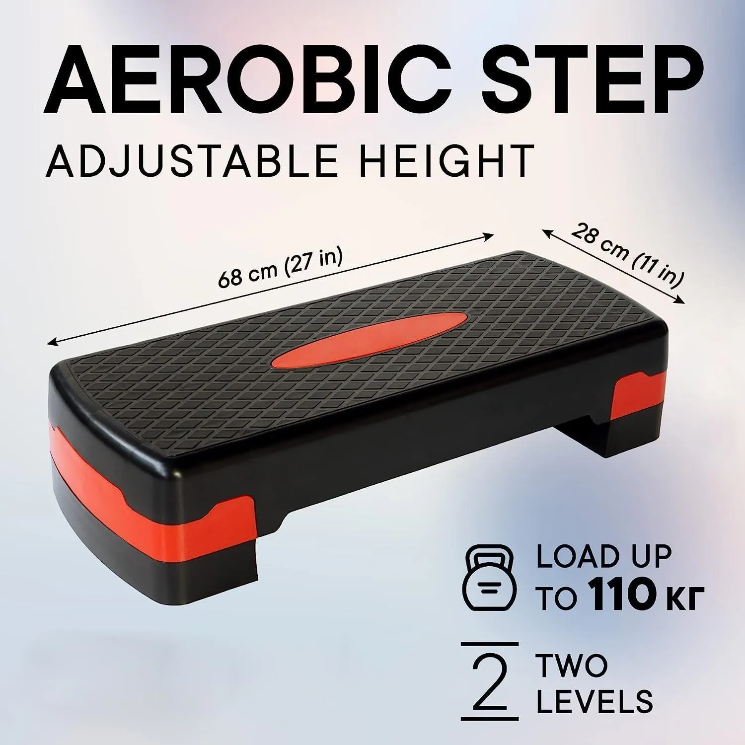 Kuber Industries Adjustable Aerobic Stepper For Gym, Yoga, Home-Pack of 2 (Black & Red)