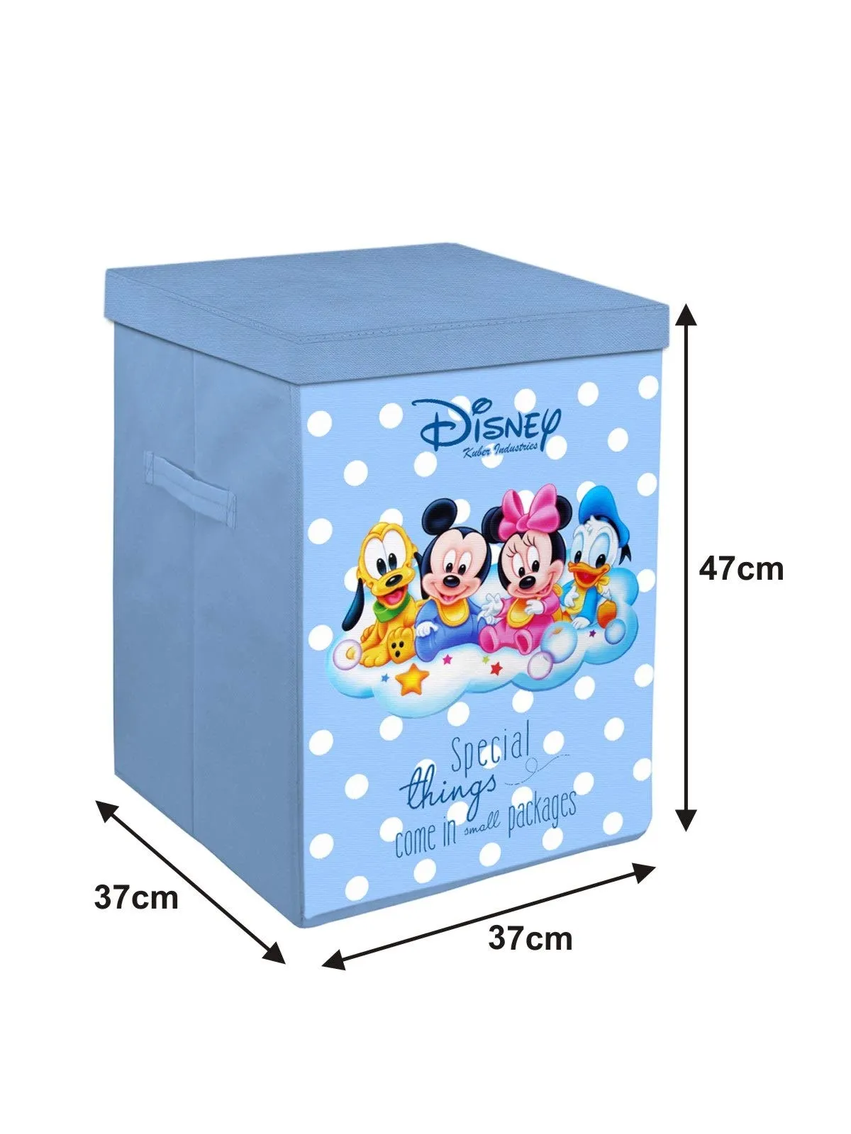 Kuber Industries Disney Kids Team Mickey Print Non Woven Fabric Foldable Laundry Organiser With Lid & Handles (Set Of 2, Royal Blue)-KUBMART16283