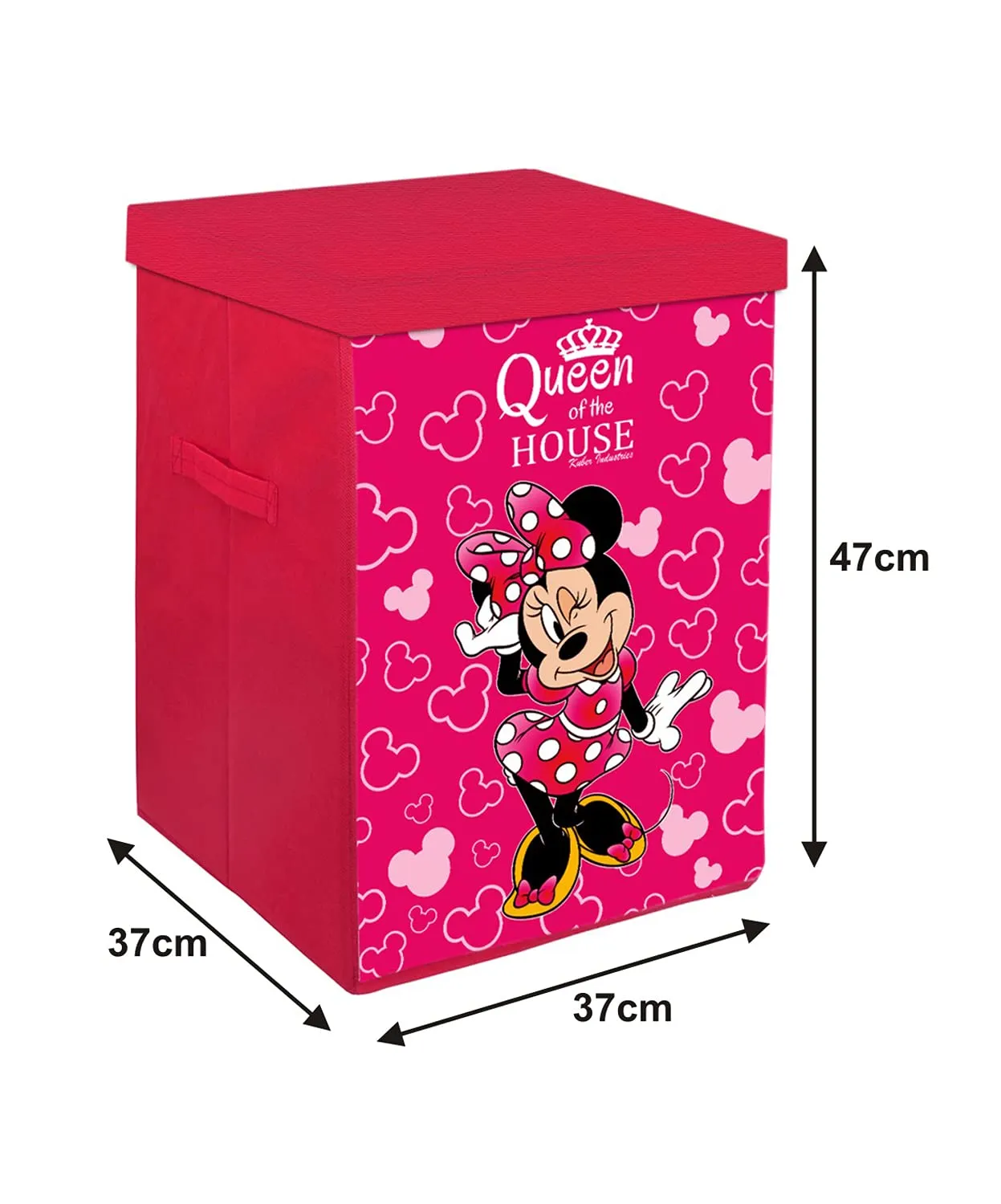 Kuber Industries Disney Minnie Print Non Woven Fabric Foldable Laundry Organiser With Lid & Handles (Set Of 2, Pink)-KUBMART16287