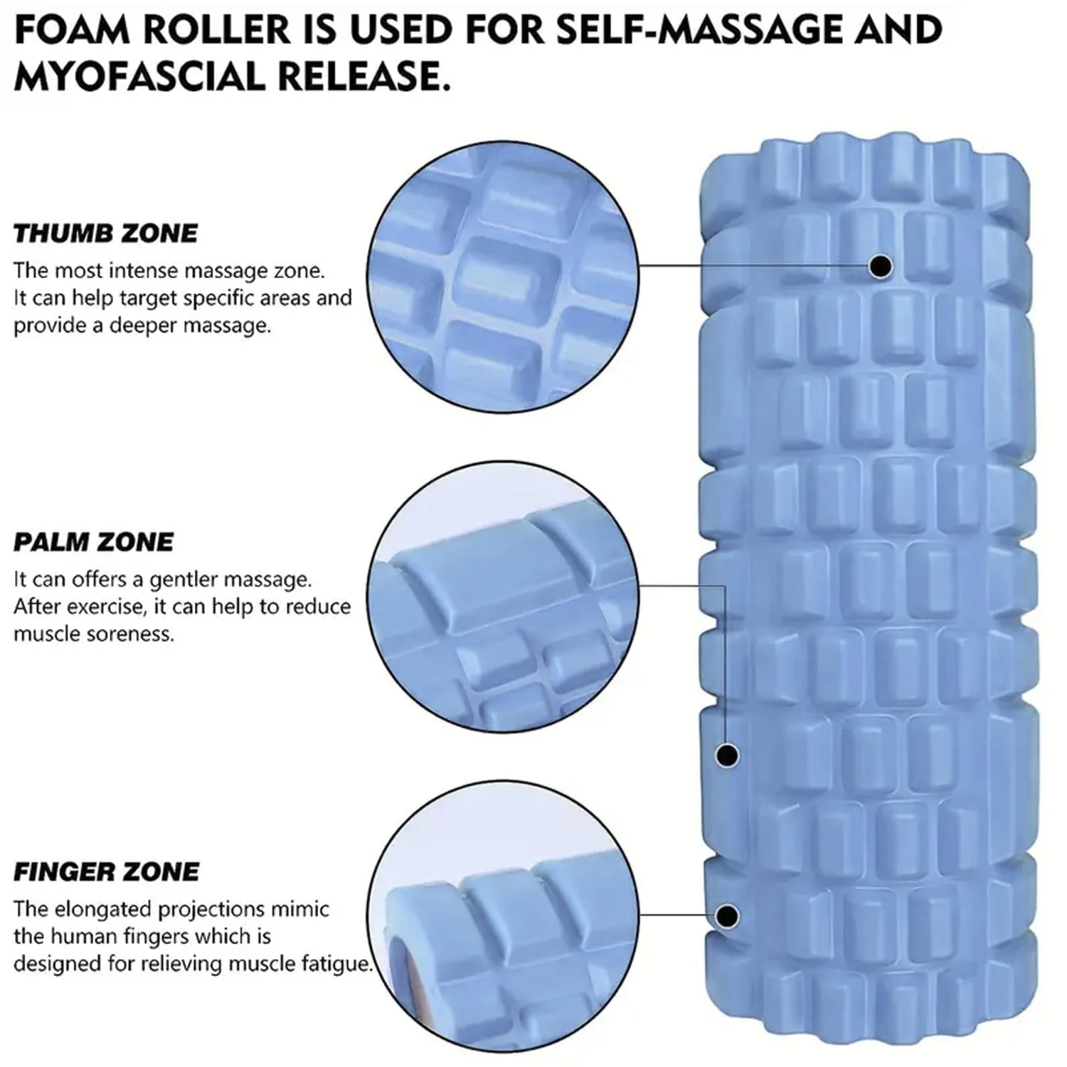 Kuber Industries Foam Roller For Exercise, Back Pain, Knee Pain-Pack of 4 (Blue)