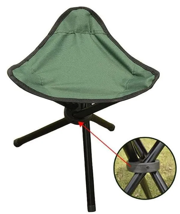 Kuber Industries Portable Stool for Travelling|Foldable Outdoor Sitting Chair|Tripod 3 Leg Chair for Camping, Picnic, Hiking|Pack of 5|Green