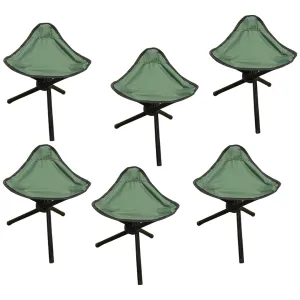 Kuber Industries Portable Stool for Travelling|Foldable Outdoor Sitting Chair|Tripod 3 Leg Chair for Camping, Picnic, Hiking|Pack of 6|Green