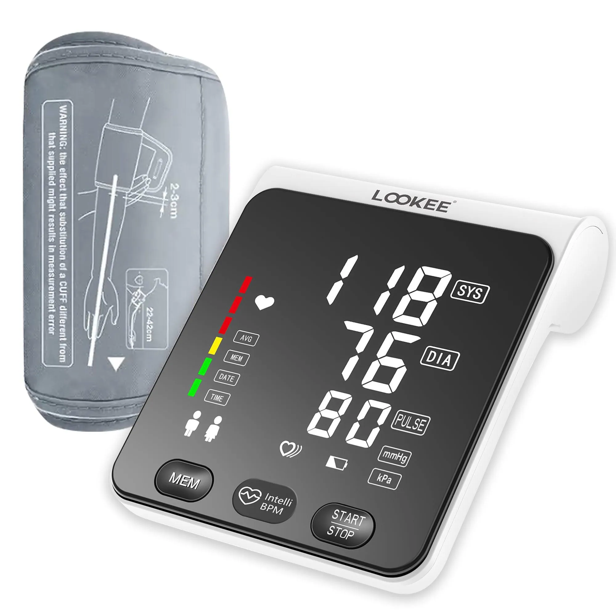 LOOKEE® A2 Premium LED Automatic Upper Arm Blood Pressure Monitor | BP Machine for Home Use | Large Genuine 6.4" LED Panel | Memories for Two Users