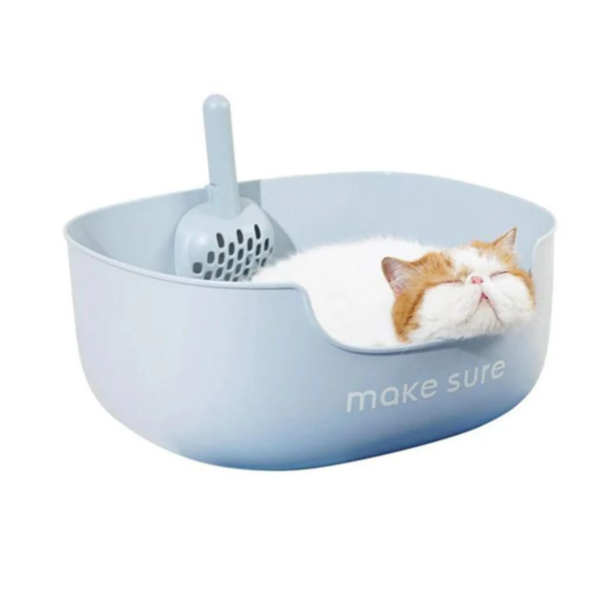 Makesure Open Cat Litter Tray and Mat Blue