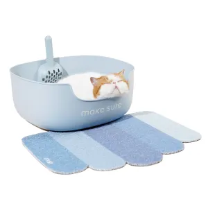 Makesure Open Cat Litter Tray and Mat Blue