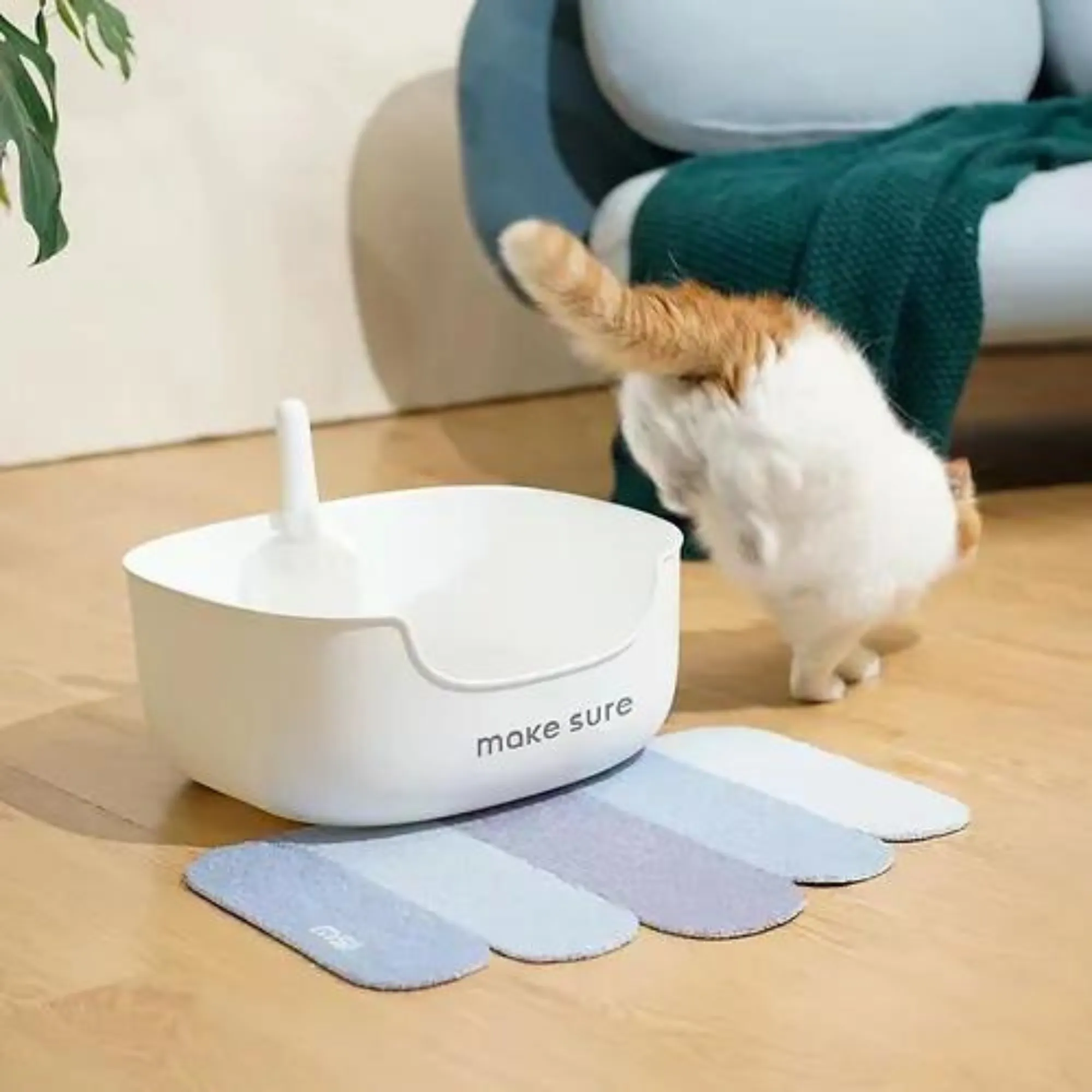 Makesure Open Cat Litter Tray and Mat Blue