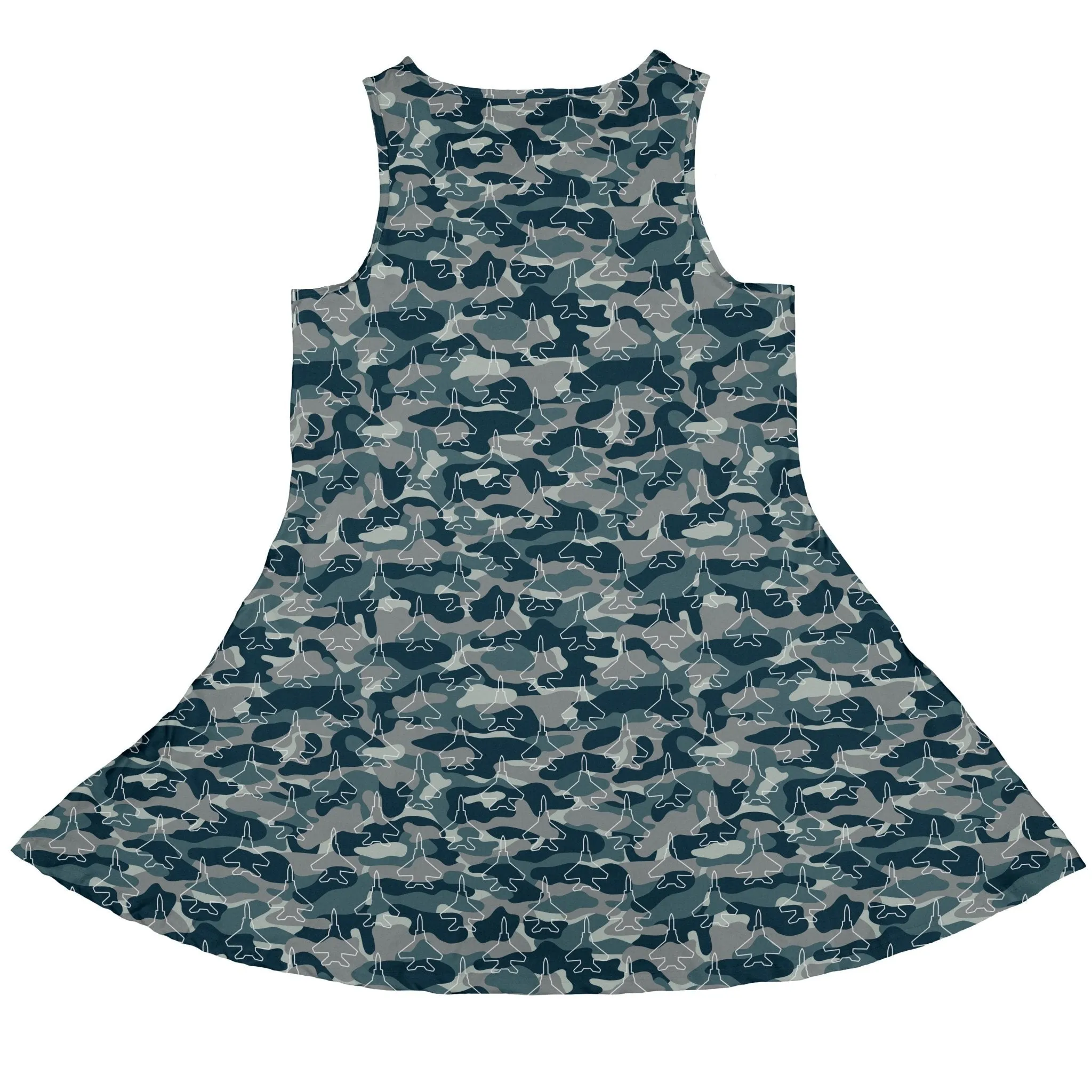 Military Fighter Jet Navy Camo Blue Dress