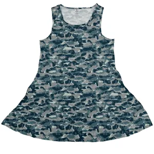 Military Fighter Jet Navy Camo Blue Dress