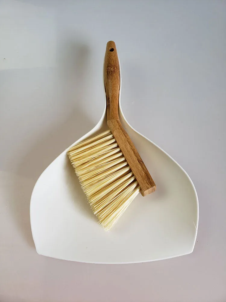 Mini Broom and Dustpan Set With Bamboo Handle